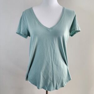 Lululemon Love Tee V Womens 6 Rip Tide Green Pima Cotton V-Neck Short Sleeve